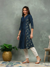 Printed Denim Kurta